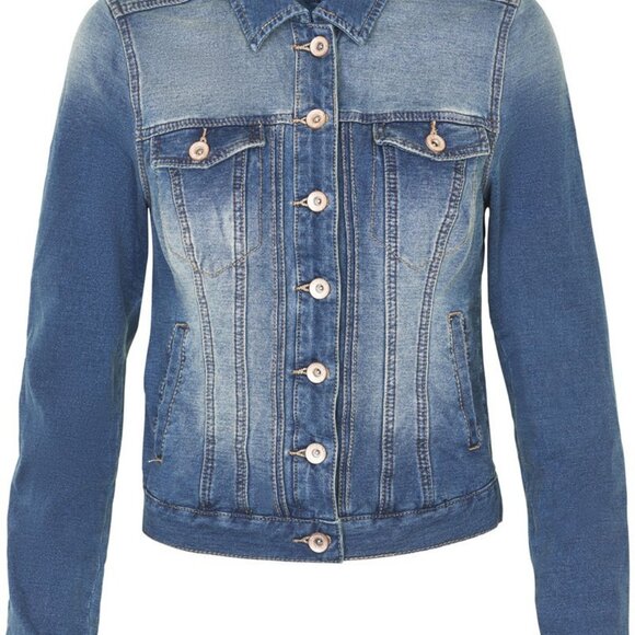 DENIM Fitted Jacket by "cream" sz. XS, Designer Jean Jacket NWT - Picture 1 of 12